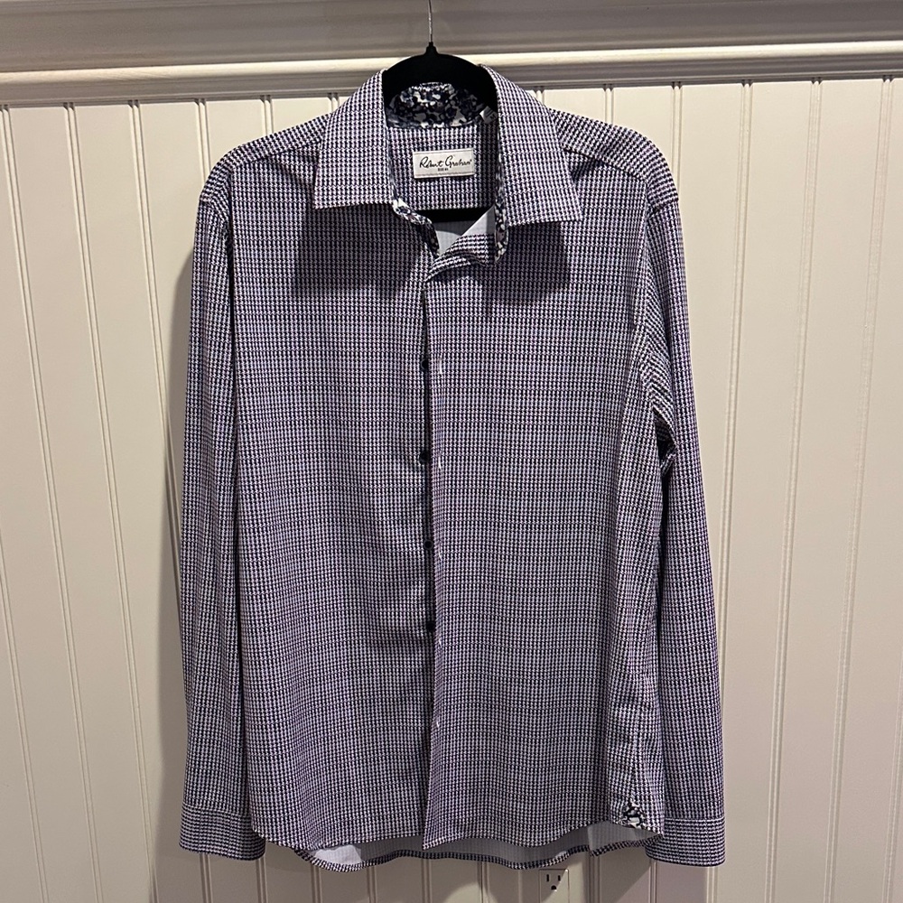 Robert Graham Micro Checkered Blue Sport Shirt